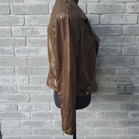 Bisou Bisou Jacket Size XL Coper Brown Biker Bomber Moto - Picture 3 of 14
